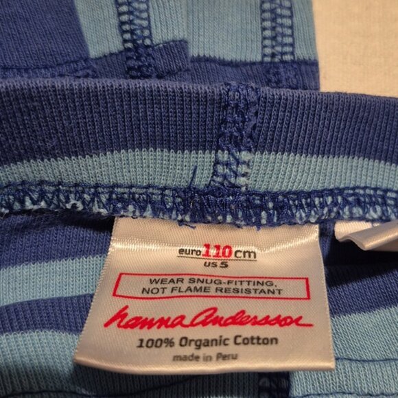 Hanna Andersson boys size 5 2 tone blue pajama set, pants need new elastic - Picture 9 of 9